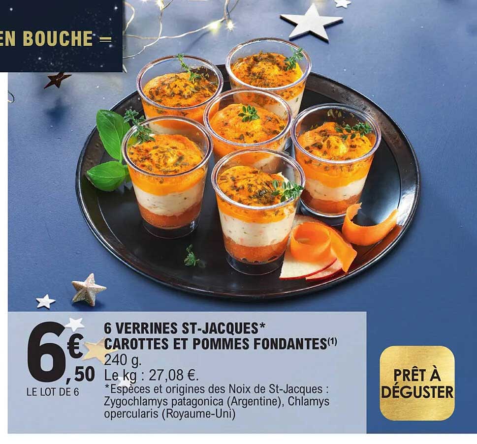 6 Verrines St-jacques Carottes Et Pomme Fondantes