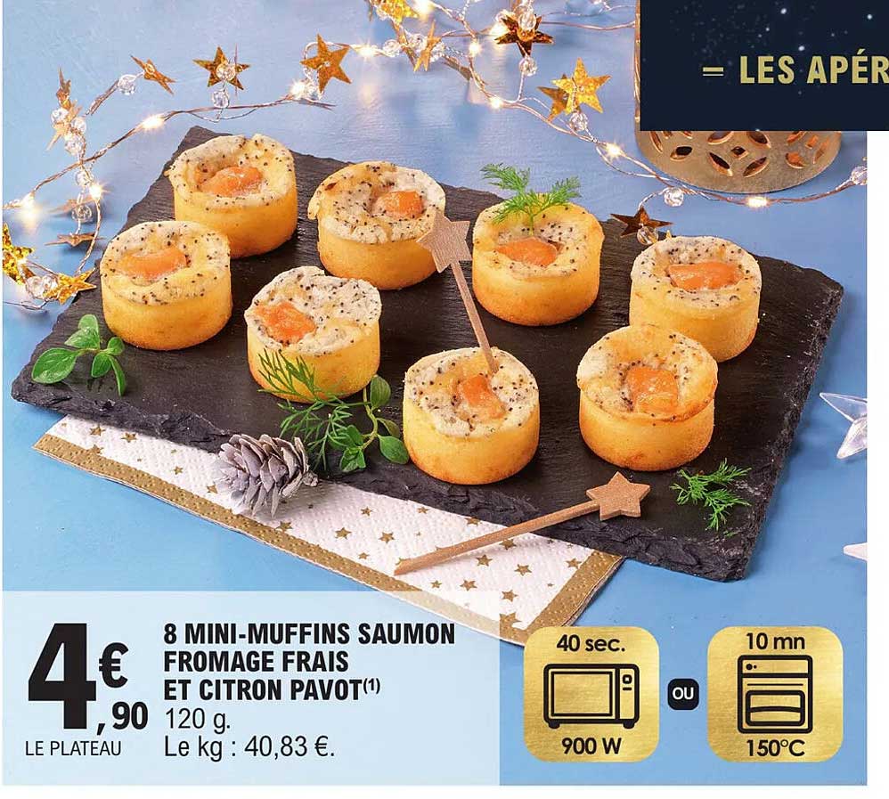 8 Mini-muffins Saumon Fromage Frais Et Citron Pavot