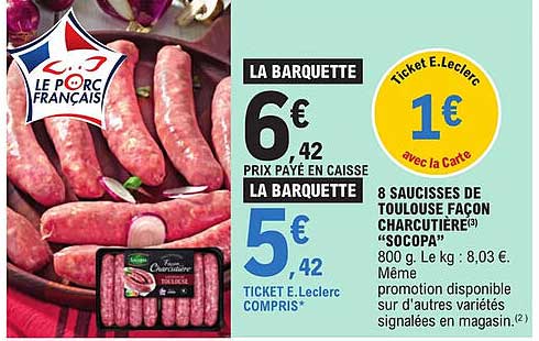 8 saucisses de toulouse façon charcutière "socopa"