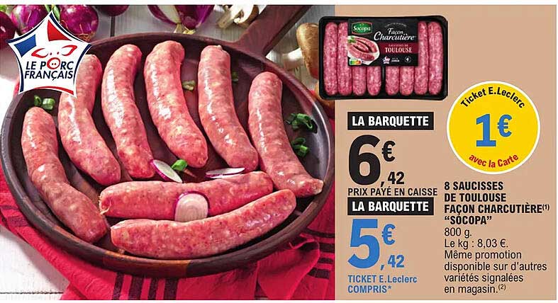8 saucisses de toulouse façon charcutière "socopa"