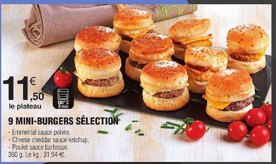 9 mini-burgers sélection