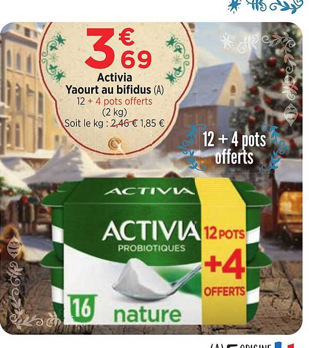 activia yaourt au bifidus 12+4 pots offerts