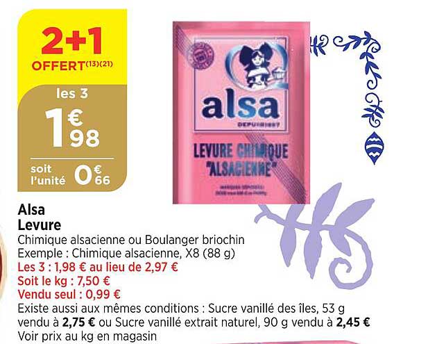 alsa levure 2+1 offert