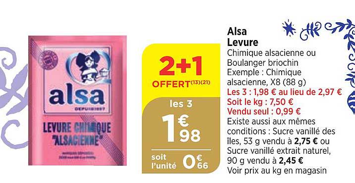 alsa levure 2+1 offert