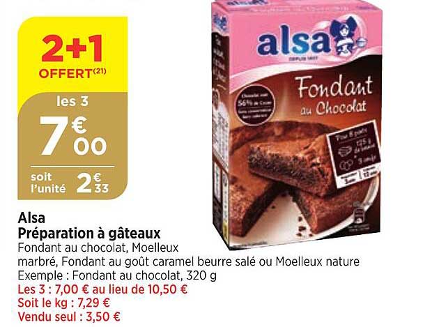 Alsa Préparation à Gâteaux 2+1 Offert