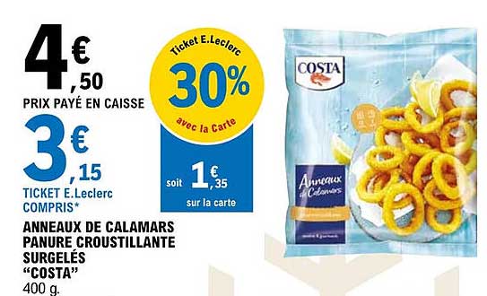 Anneaux De Calamars Panure Croustillante Surgelés "costa"