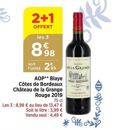 aop blaye côtes de bordeaux château de la grange rouge 2019