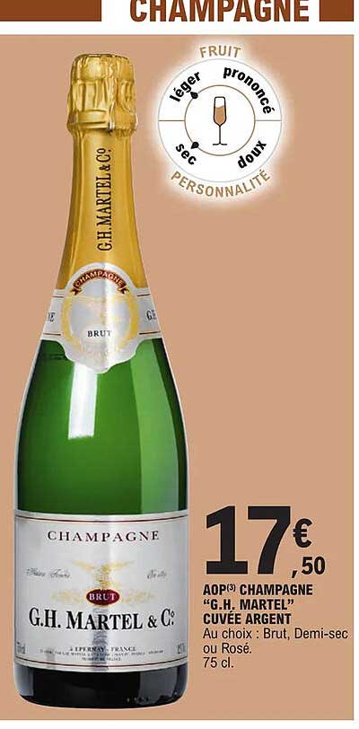 aop champagne "g.h. martel" cuvée argent