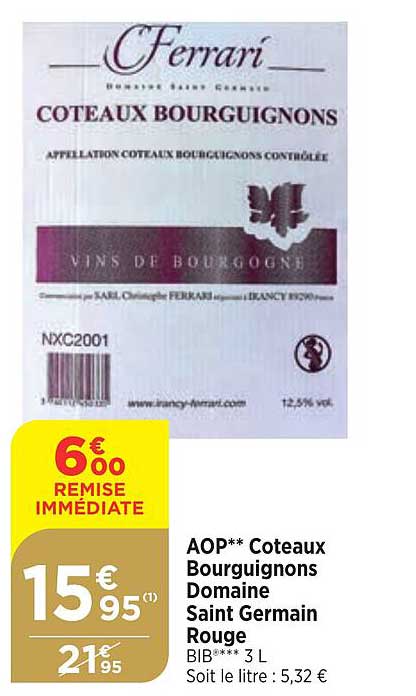aop coteaux bourguignons domaine saint germain rouge
