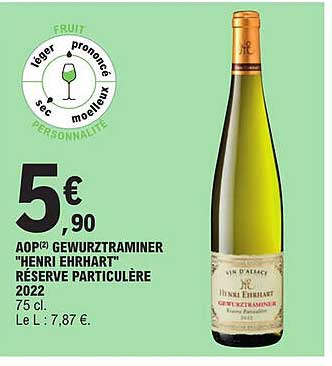 aop gewurztraminer "henri ehrhart" réserve particulère 2022