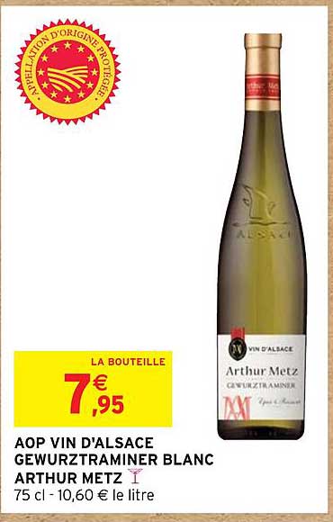 aop vin d'alsace gewurztraminer blanc arthur metz