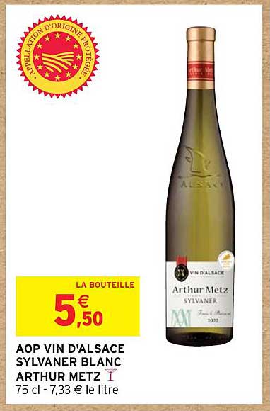 aop vin d'alsace sylvaner blanc arthur metz