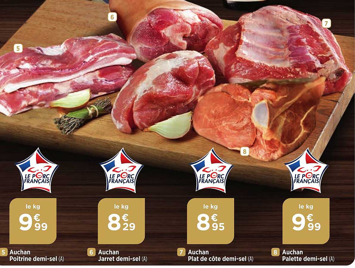 auchan poitrine demi-sel, auchan jarret demi-sel, auchan plat de côte demi-sel, auchan palette demi-sel