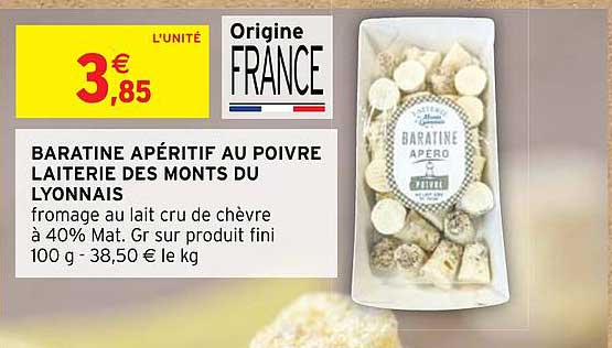 baratine apéritif au poivre laiterie des monts du lyonnais