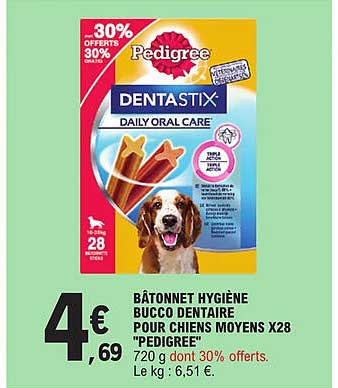 bâtonnet hygiène bucco dentaire pour chiens moyens x28 "pedigree"