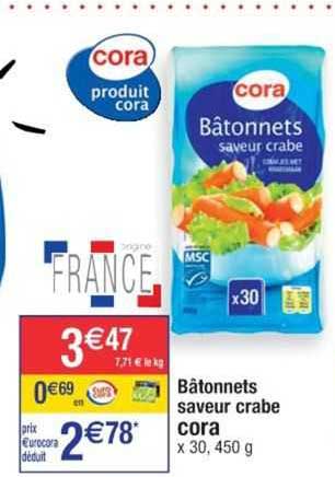 Bâtonnets Saveur Crabe Cora