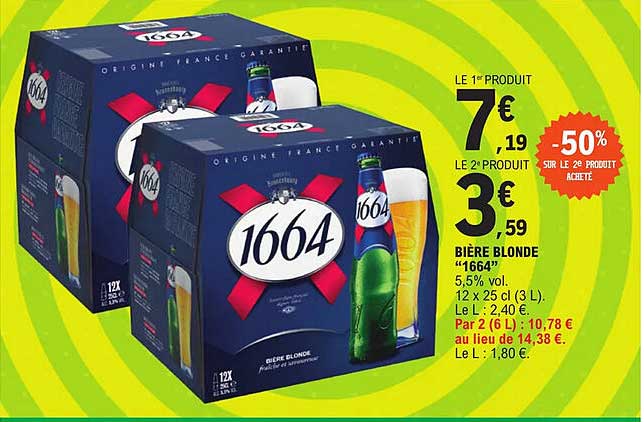 Bière Blonde "1664" 50% Sur Le 2e Produit Acheté