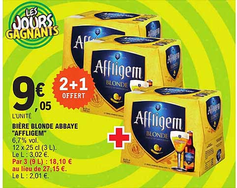 Bière Blonde Abbaye "affligem" 2+1 Offert