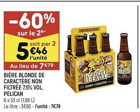 bière blonde de caractère non filtrée 7.5% vol. pelican