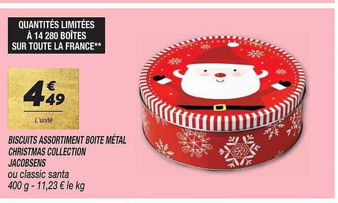 biscuits assortiment boîte métal christmas collection jacobsens ou classic santa