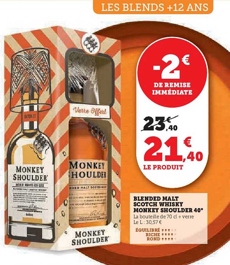 blended malt scotch whisky monkey shoulder 40°