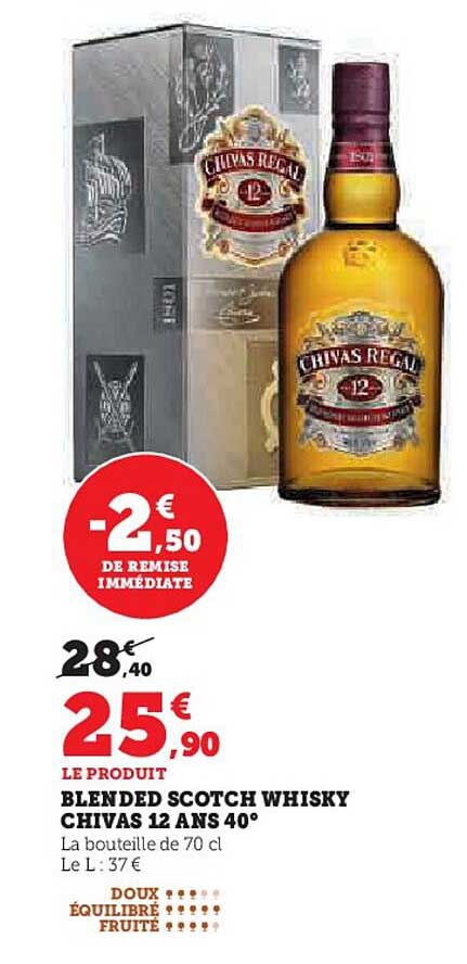 blended scotch whisky chivas 12 ans 40°