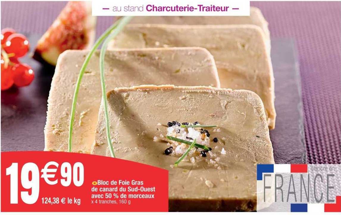 bloc de foie gras de canard du sud-ouest avec 50% de morceaux
