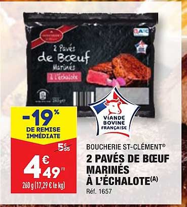 boucherie st-clément 2 pavés de bœuf marinés à l'échalote