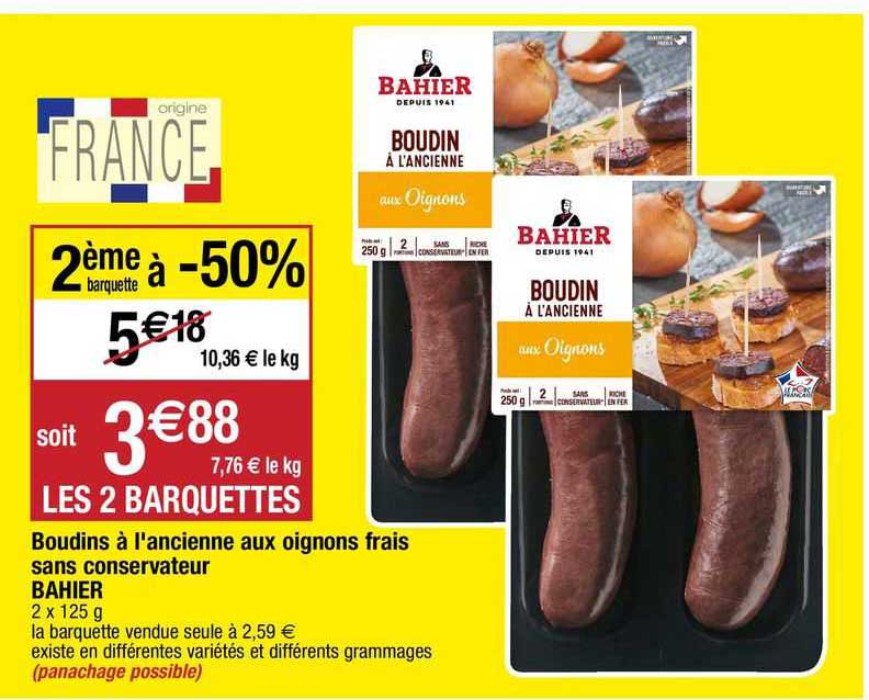 boudins à l'ancienne aux oignons frais sans conservateur bahier