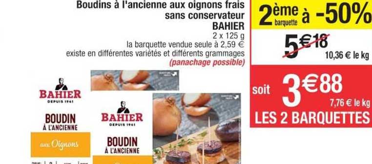 boudins à l'ancienne aux oignons frais sans conservateur bahier