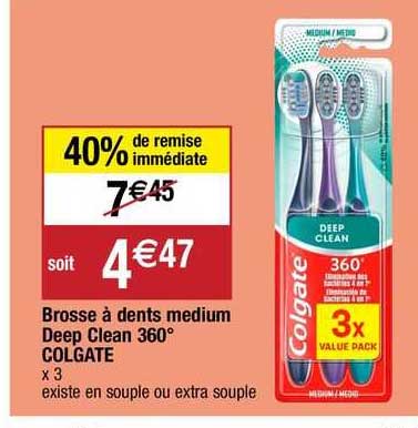 brosse à dents medium deep clean 360° colgate