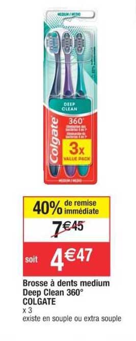 brosse à dents medium deep clean 360° colgate