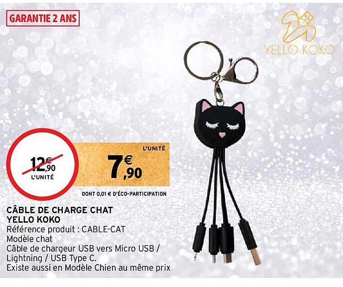 Câble De Charge Chat Yello Koko