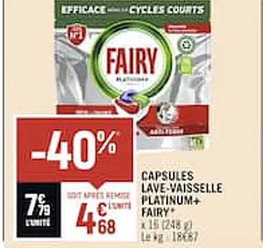 Capsules Lave-vaisselle Platinum+ Fairy