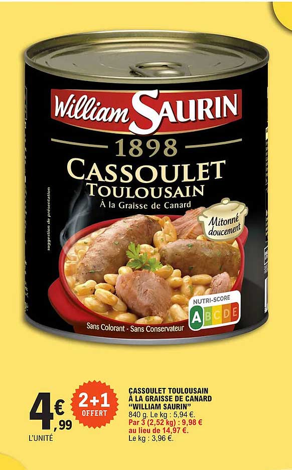 cassoulet toulousain à la graisse de canard "william saurin"