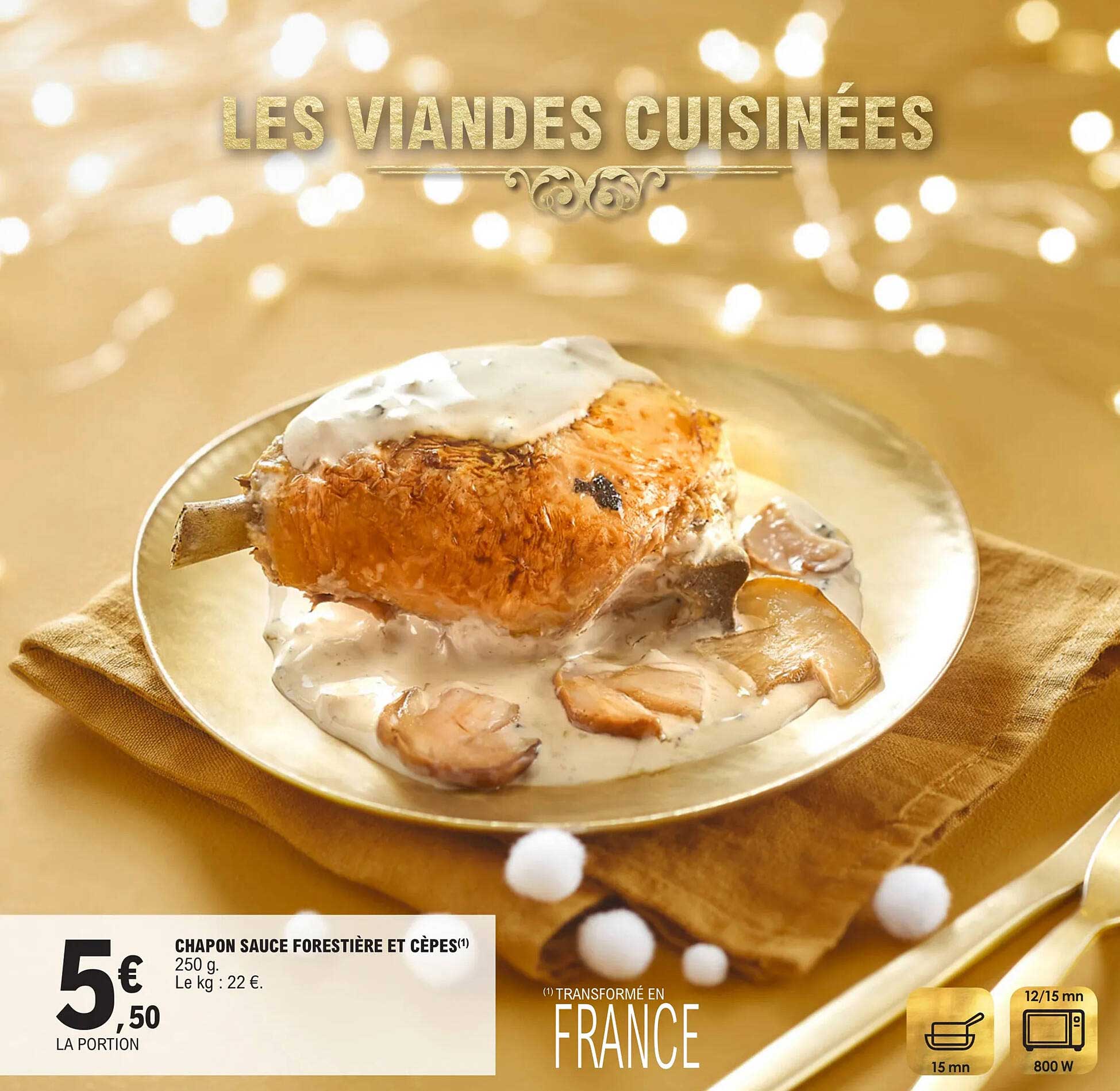 chapon sauce forestière et cèpes