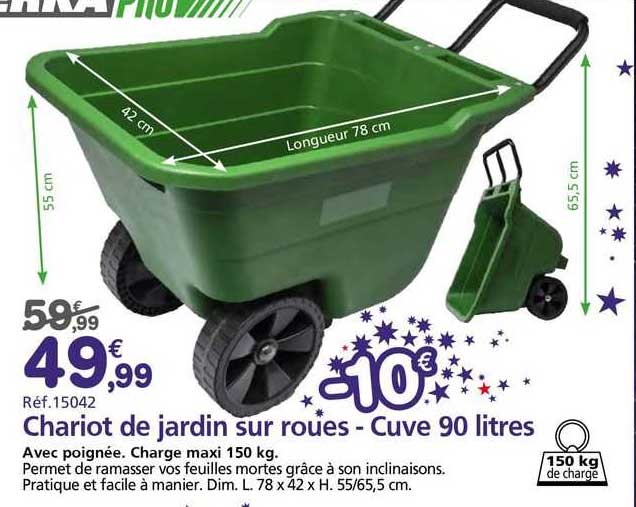 Chariot De Jardin Sur Roues - Cuve 90 Litres