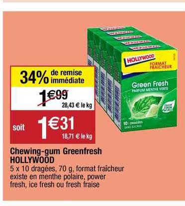 chewing-gum greenfresh hollywood