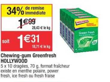 chewing-gum greenfresh hollywood