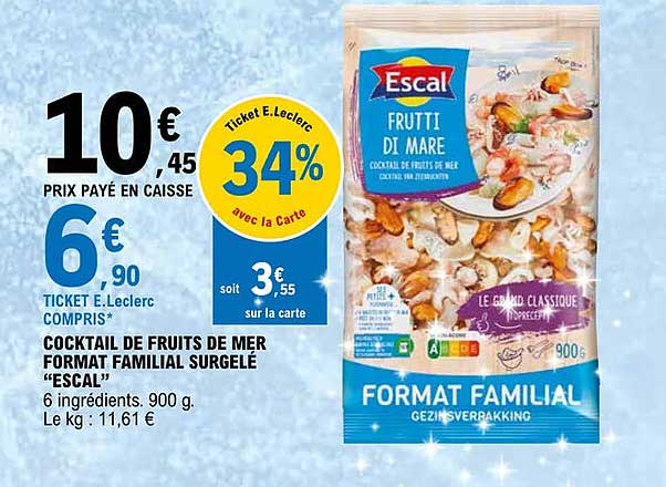 cocktail de fruits de mer format familial surgelé "escal"