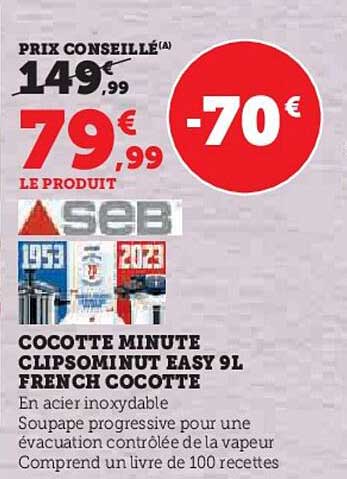 cocotte minute clipsominut easy 9l french cocotte