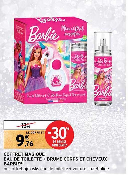 coffret magique eau de toilette + brume corps et cheveux barbie