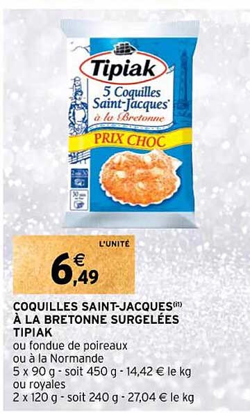 coquilles saint-jacques à la bretonne surgelées tipiak