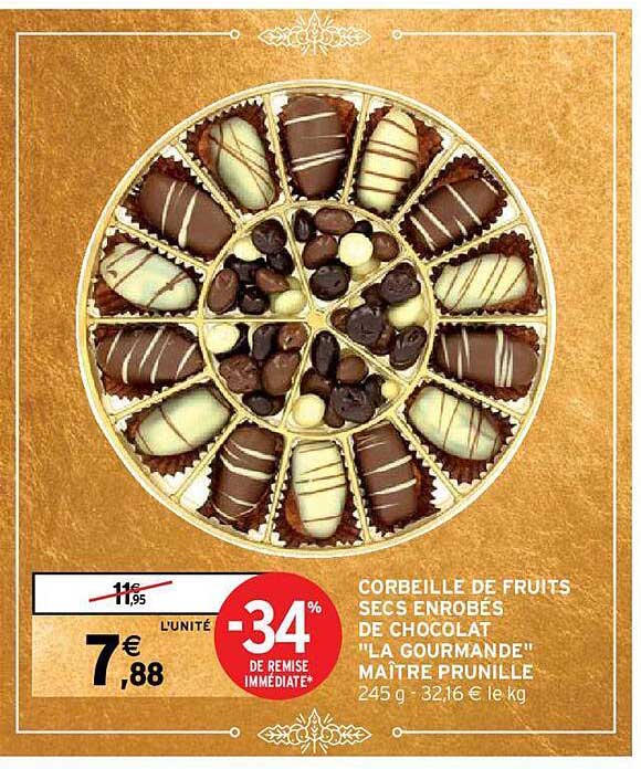 corbeille de fruits secs enrobés de chocolat "la gourmande" maître prunille
