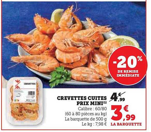 crevettes cuites prix mini