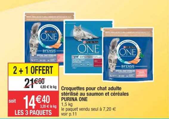 Croquettes Pour Chat Adulte Stérilisé Au Saumon Et Céréales Purina One