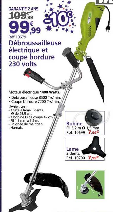 débroussailleuse électrique et coupe bordure 230 volts