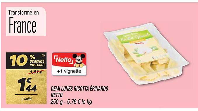 demi lunes ricotta épinards netto