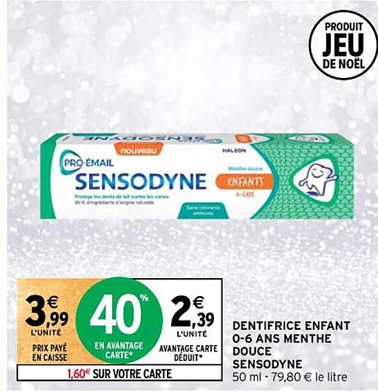dentifrice enfant 0-6 ans menthe douce sensodyne