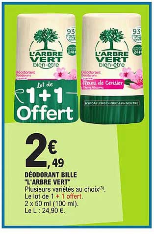 déodorant bille "l'arbre vert"